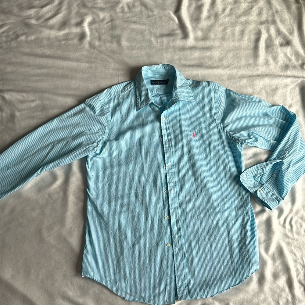 Ralph Lauren Blue striped button down shirt